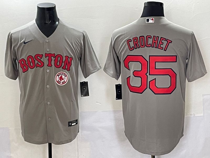 Men Boston Red Sox #35 Crochet Grey Game 2025 Nike MLB Jersey style 001